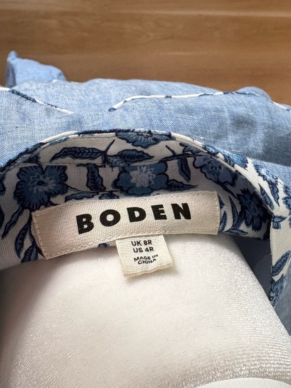Boden Blue Floral-Trim Maxi Dress with Tie Waist - Picture 3 of 4